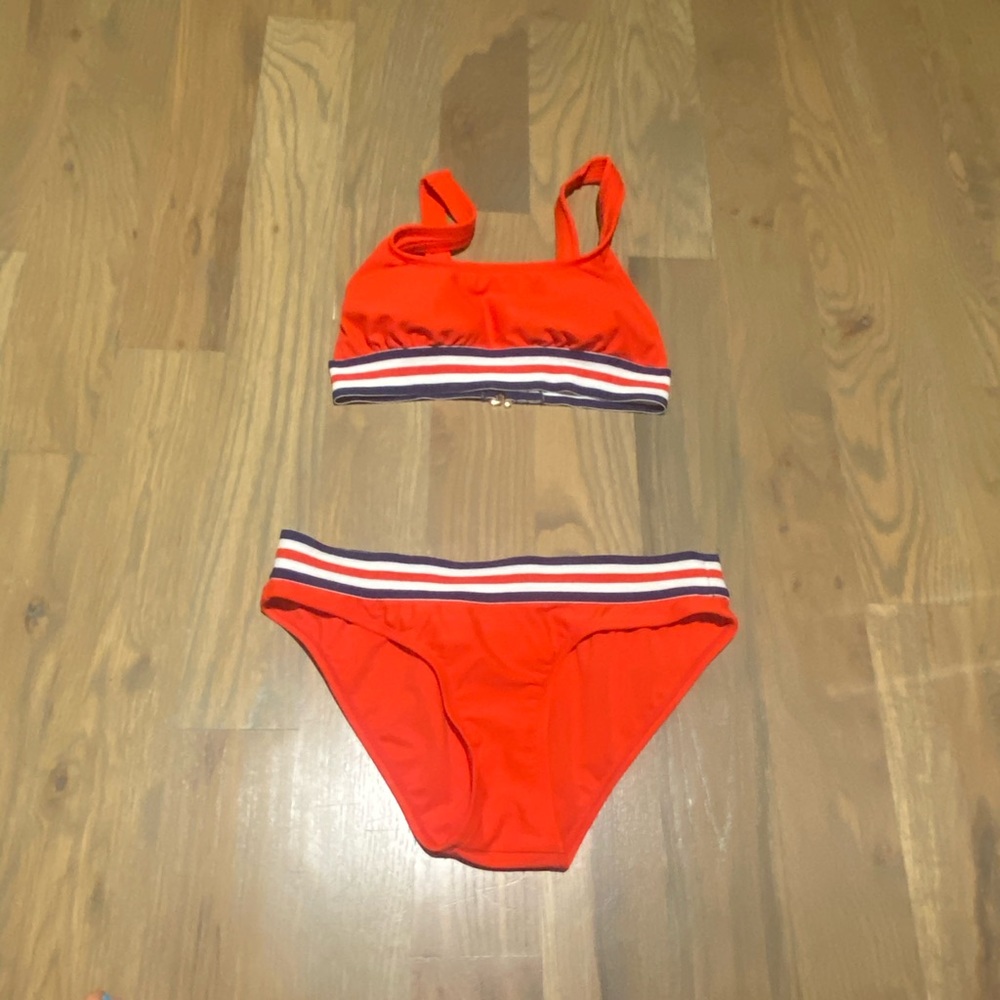 red, white, and blue bikini
